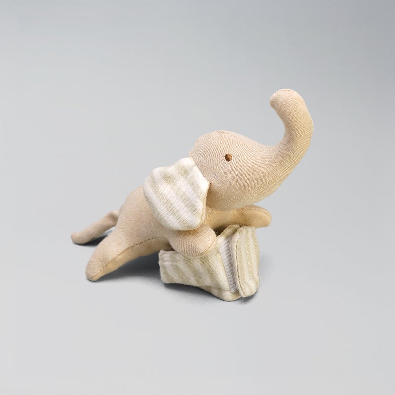 Lovingly Signed Organic Cotton Elephant Wrist Rattle - Image 2